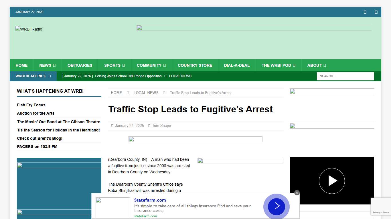 Traffic Stop Leads to Fugitive’s Arrest – WRBI Radio