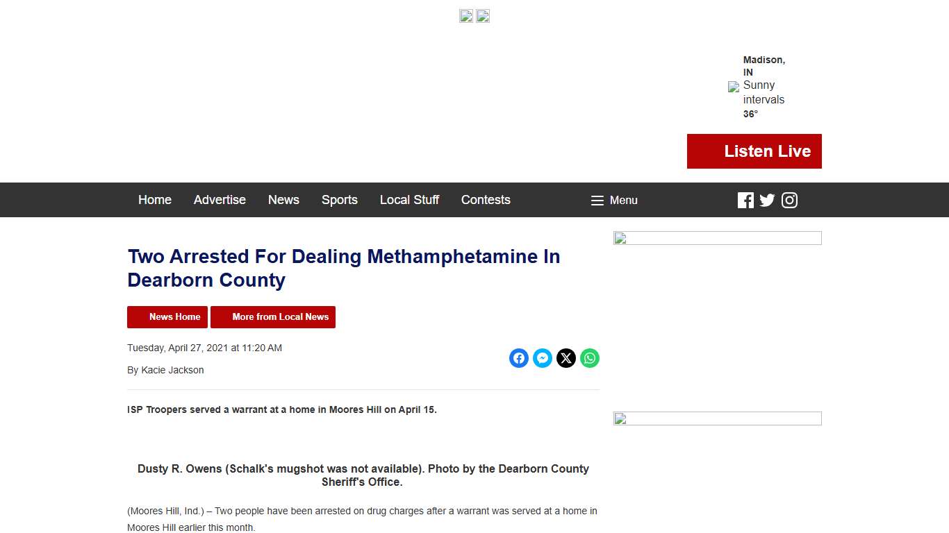 Two Arrested For Dealing Methamphetamine In Dearborn County - 95.3 WIKI