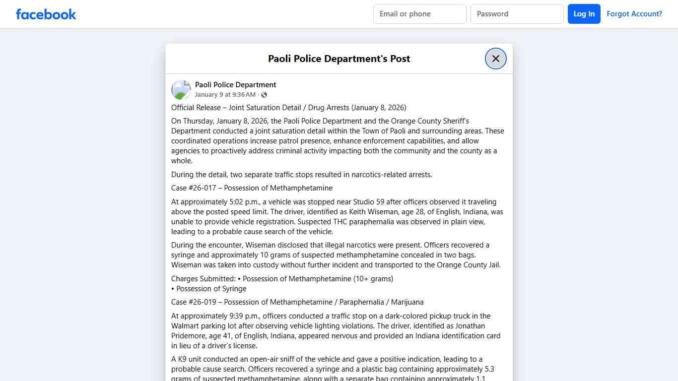 Official Release – Joint... - Paoli Police Department Facebook